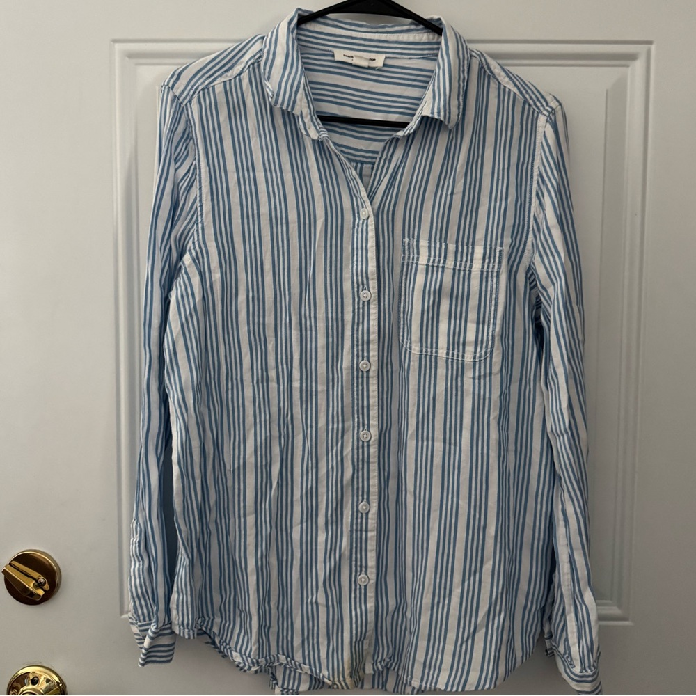 beachlunchlounge Blue and White Striped Casual Shirt